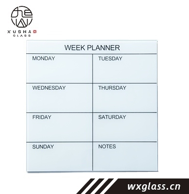Floating Glass Dry Erase Board Weekly Calendar, 40 x 40cm, White